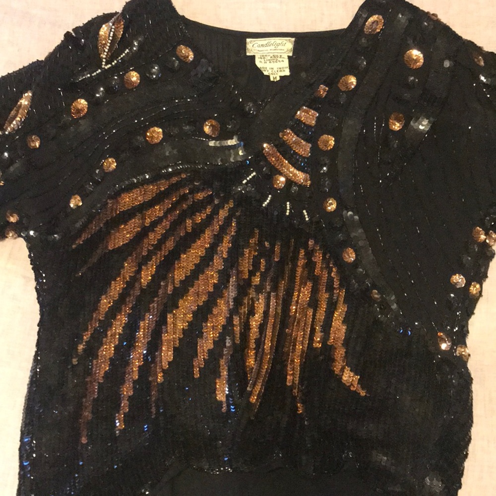 Vintage sparkle shirt great for music festivals